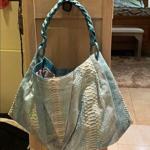 Python and crocodile leather bag